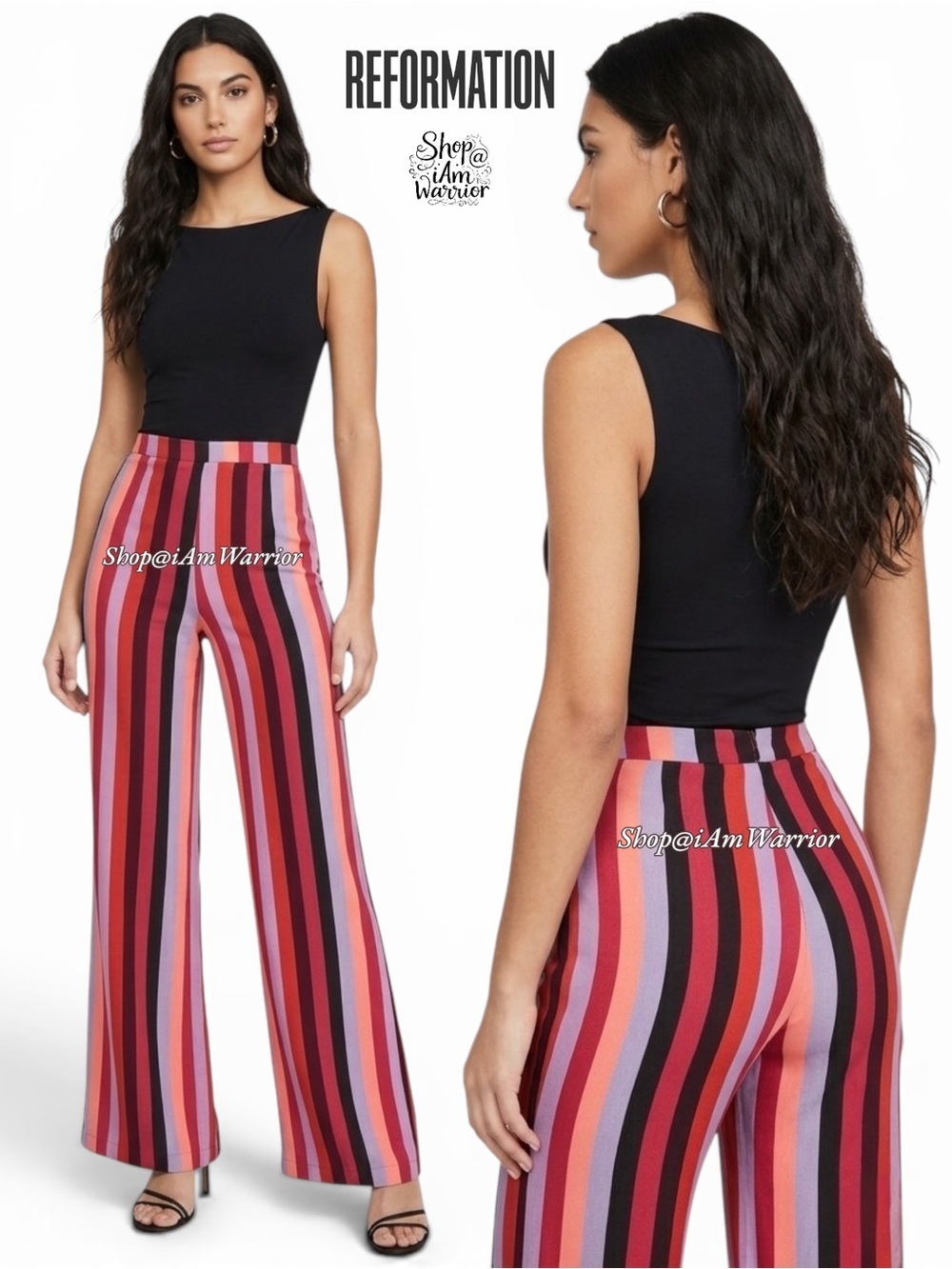 Reformation striped high rise wide leg pants *shop@iamwarrior